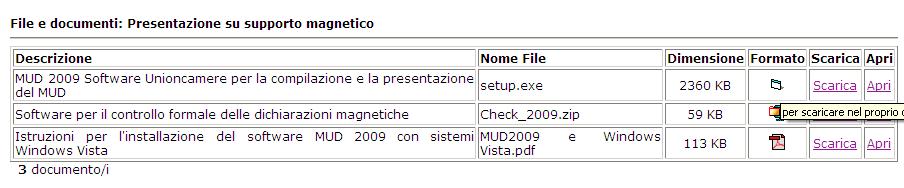 Produzione file da inviare Il programma MUD 2009, una