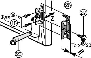 29 (34), in basso le viti a testa esagonale Fig. 29 (27), quindi spostare l anta. u Regolare tra anta e corpo del mobile una luce di 2 mm.