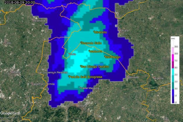 Tabella 6 Cumulate di precipitazione nei 15 minuti > 10 mm DATI VALIDATI Finale Padulle Sala Secondo Mirabello Emilia Bolognese Salto (FE) (MO) (BO) (FE) Nicolino (FE) Data e ora (UTC) 09/08/2018
