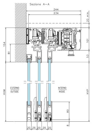 TK20 FAAC A1400 AIR T4 HVM = altezza vano muromax 2500 mm (*) HVP =