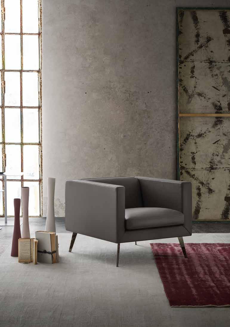 Gurian Crafted Design News Polly (poltrona armchair) L/W72 P/D81 H62 cm pelle leather: Cat. 4 Venice Fango 28, 29 Polly Ricercata, moderna, è un prezioso oggetto di design.