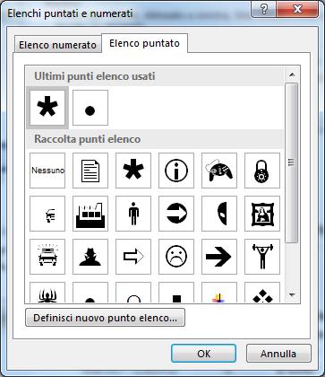 SELEZIONARE Formato Numerazione SCEGLIERE UN ELENCO