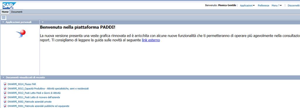 Creazione di un report (solo per gli utenti abilitati alla funzionalità) (1/2) Dalla Home è possibile