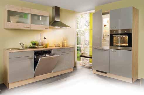 798, 00 Elettrodomestici IGNIS INOX inclusi forno da incasso piano cottura in vetroceramica frigo cappa CUCINA COMPLETA, come da foto, colore: grigio scuro lucido e rovere, 210x120 cm,