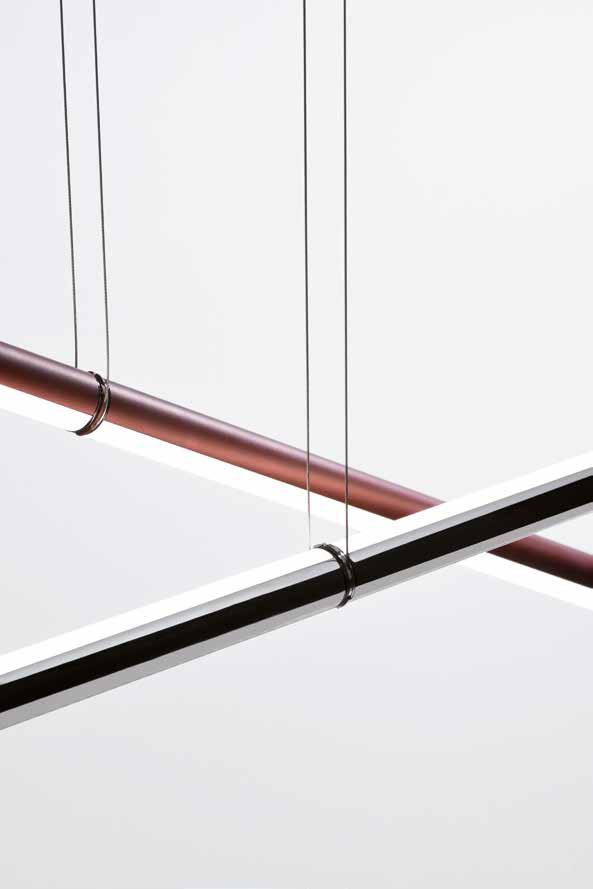 VOLTA evolution 2017 sistema di sospensione brevettato patented hanging system VOLTA design by from industrial design Volta è una linea luminosa, una retta sospesa nell aria che astrae la sua forma