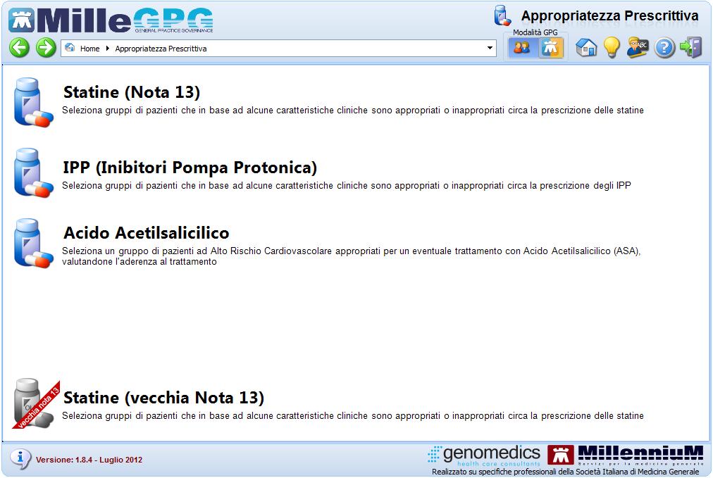 APPROPRIATEZZA PRESCRITTIVA STATINE, NUOVA NOTA 13 In Appropriatezza Prescrittiva è stato aggiunto il modulo "Statine (Nota 13)".