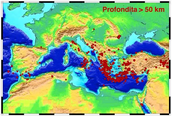 Mappa della sismicità con profondità