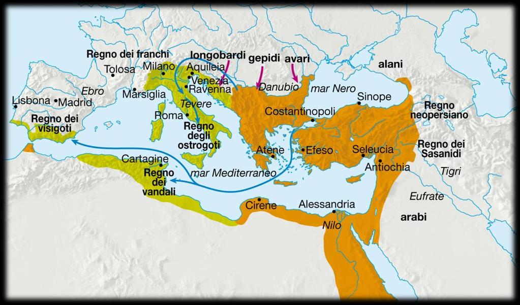 Giustiniano avvia la riconquista dell Occidente.