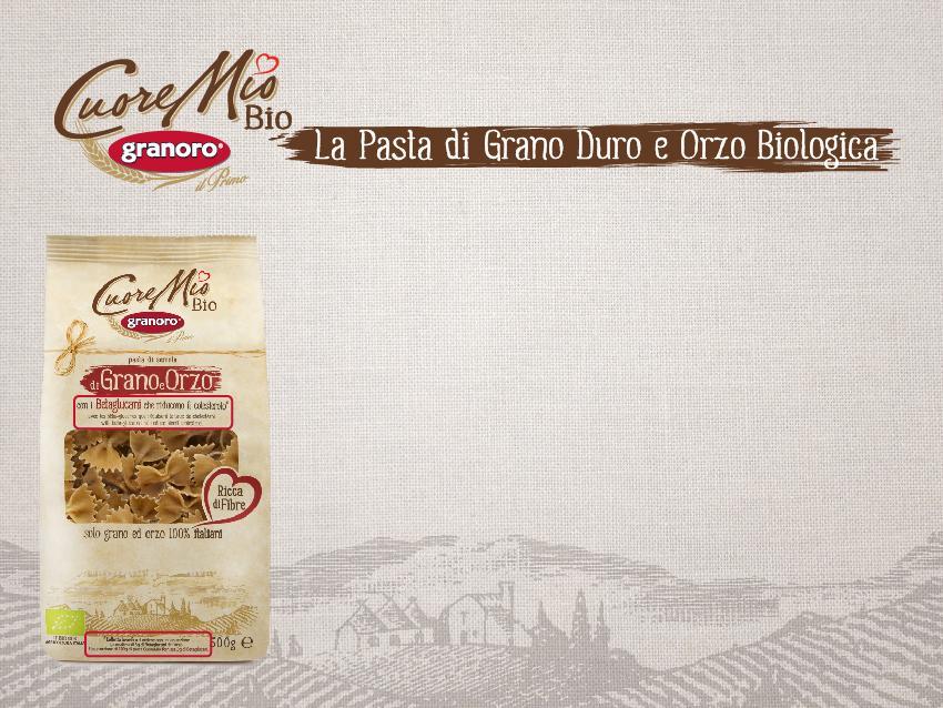 3 la Pasta Cuore Mio BioGranoro è ottenuta con materie prime 100% da Agricoltura Biologica Italiana: una miscela di semole di grano duro di altissima qualità e farina di una particolare