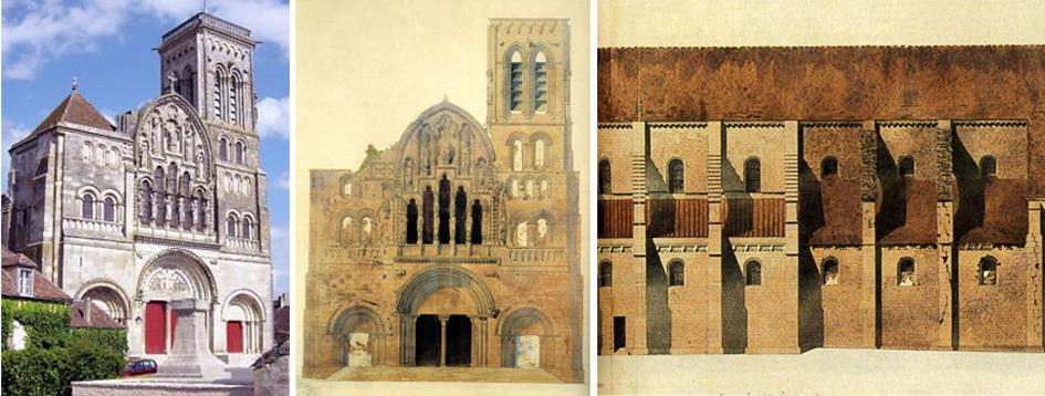 Figg. 4-5 Eugène Emmanuel Viollet-le-Duc (1814 1879): Chiesa della Madelaine di Vézelay (Borgogna),