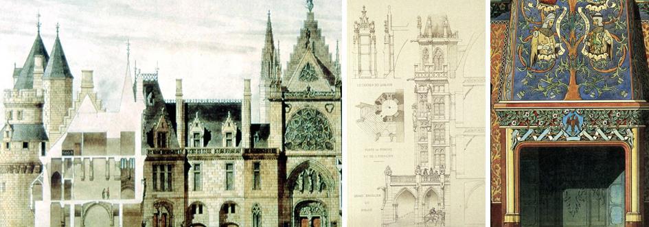 interno dove spicca una scala aperta in stile neogotico - per renderlo abitabile, lasciando le mura di cinta del castello allo stato di rudere.