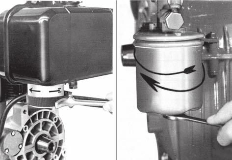 Togliere la fascetta e sfilare il tubo dal filtro combustibile e svuotare il serbatoio Se il filtro combustibile appare sporco o intasato, smontarlo e sostituirlo (fig. 96).