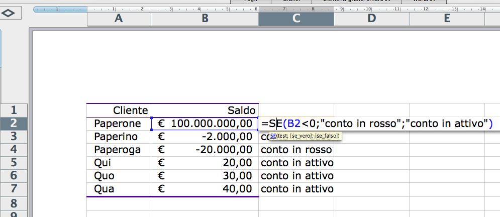 Funzione SE La funzione SE permette di attribuire ad una cella valori diversi a seconda che si verifichi o meno una condizione (test).