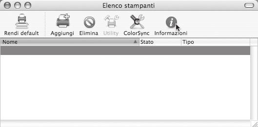 MAC OS X 15 Visualizzare i dati della stampante. SCxxxxxx SHARP MX-xxxx PPD (2) (1) (1) Scegliere il nome della macchina. (2) Selezionare [Informazioni]. Se si utilizza Mac OS X v10.2.8, selezionare [Mostra info] dal menu [Stampante].