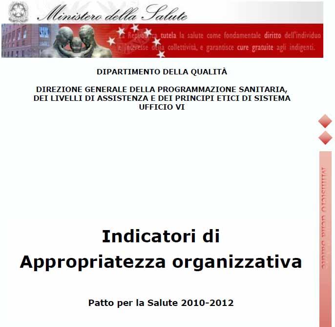 APPROPRIATEZZA ORGANIZZATIVA 1. Degenza media preoperatoria; 2. Percentuale di fratture del femore operate entro 2 giorni dal ricovero; 3.