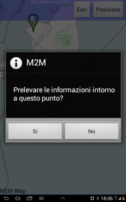 Pagina 12 di 13 Verrà così aperta una finestra contenente una cartina geografica sulla quale bisognerà semplicemente cliccare sul punto di origine per scaricare le informazioni di