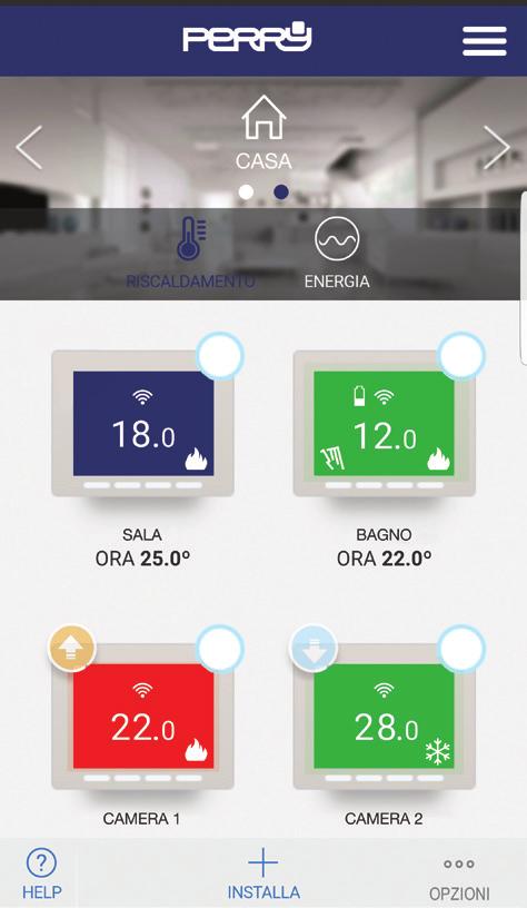 Schermata principale L APP permette all utente di configurare, programmare e accedere alle statistiche di consumo utilizzando un interfaccia semplice e intuitiva.