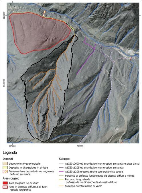 Corso d acqua: Rio di Vanc Località: Moena, località Fraina Piana Descrizione: Le forti piogge e grandinate hanno destabilizzato tutto il reticolo del bacino, originando una colata detritica