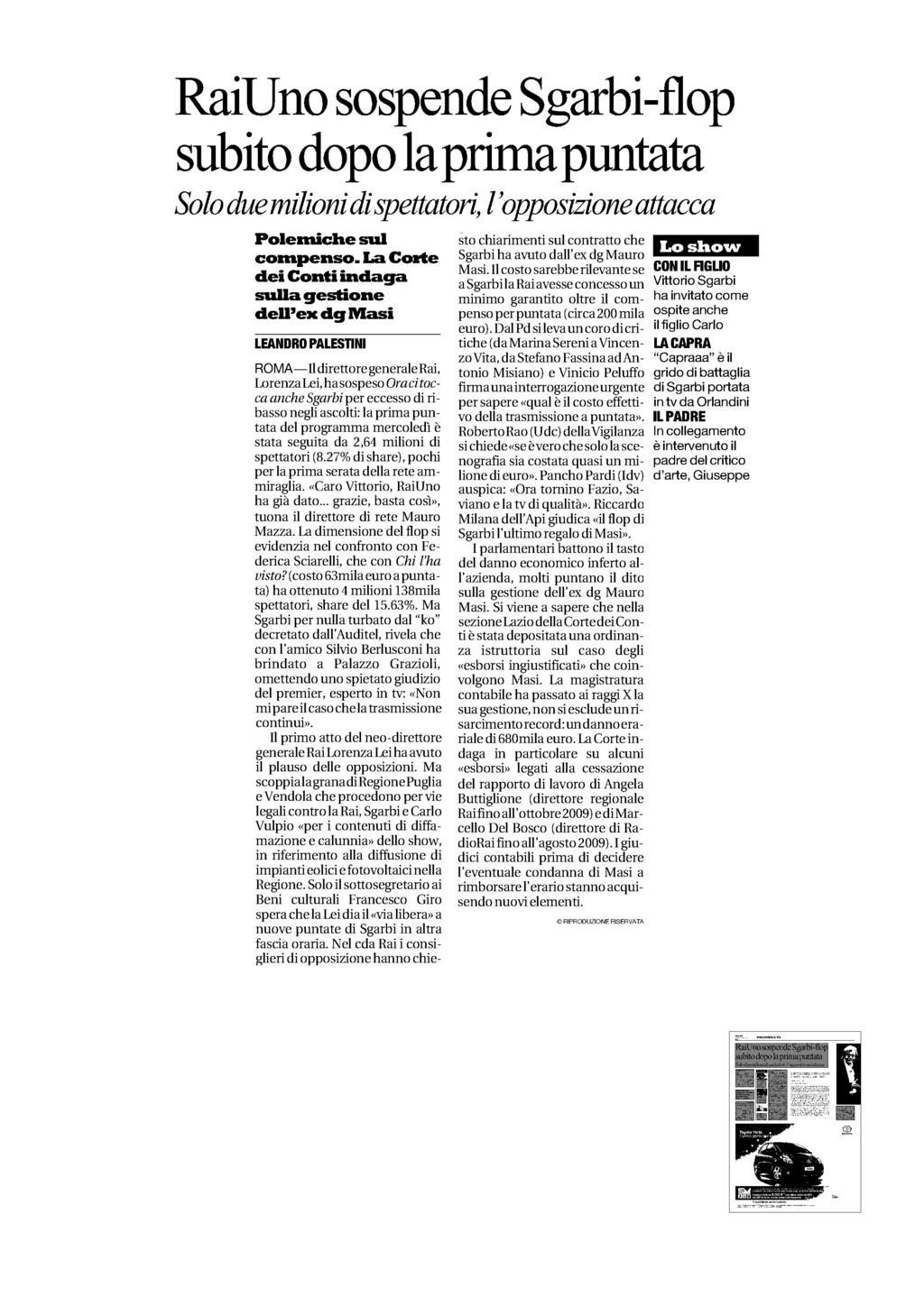 Quotidiano Roma Diffusione: 485.286 Lettori: 3.269.