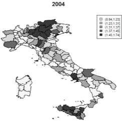 Catania. Nel 2014, rispetto al 2004, sono quindi numericamente inferiori sia le province con una fecondità bassissima, al di sotto di 1.3, sia quelle con una fecondità più elevata, maggiore di 1.45.