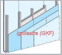 EI 180 PARETE W312 orditura metallica C 75x50 mm riv. per lato 1 lastra Knauf Vidiwall sp.12,5 mm a contatto con l orditura + 1 Ignilastra GKF 15 mm a vista ISOROCCIA70 sp.60 mm; 70 kg/m 3 H.