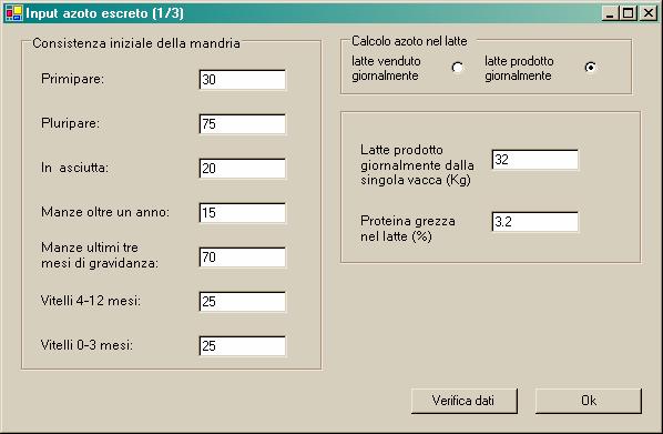 Modulo zootecnico-bilancio Il valore di N escreto giornalmente (Nescreto), (kg/d) è stato stimato utilizzando il metodo del bilancio tra azoto ingerito ed azoto ritenuto come azoto corporeo ed azoto