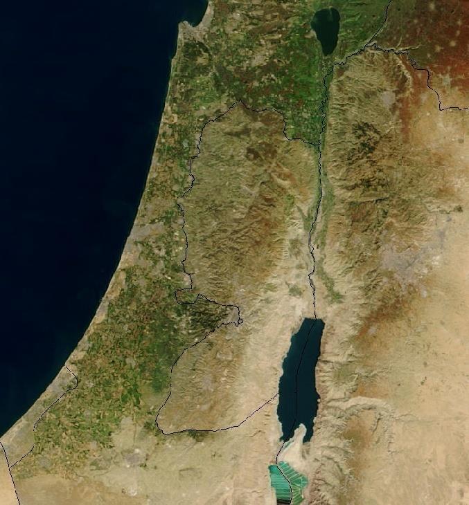 ACQUA Dalla foto satellitare risulta chiaramente la carenza di acqua nei territori palestinesi occupati e a Gaza.