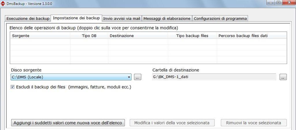 Se desideriamo salvare immagini e/o altri files in un altra cartella: clic sul quadratino Usa il backup incrementale E selezioneremo la cartella (o il