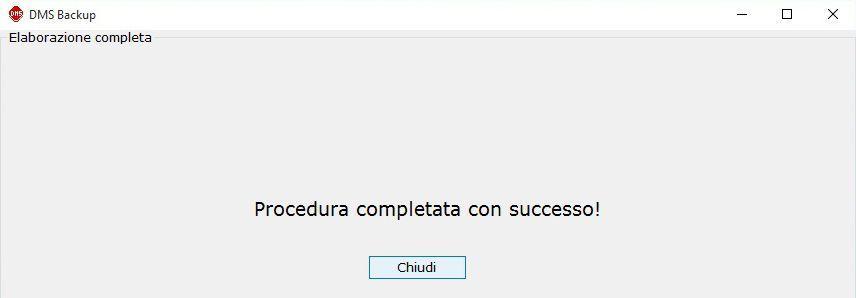 della finestra compaiono le scritte relative all attività della procedura ed, in caso di errore, saranno di colore rosso e descriveranno la causa dell interruzione o mancata esecuzione del backup.