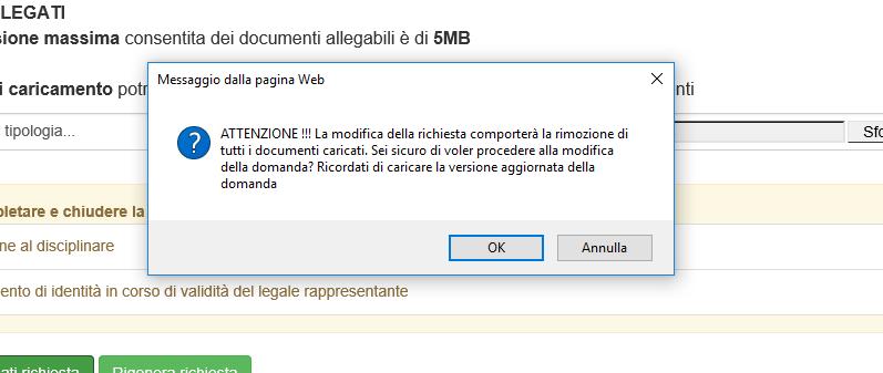 Figura 18 Avviso Cliccando su OK, l utente sarà riportato automaticamente all anagrafica dell Ente dove i campi saranno nuovamente modificabili (Figura 19).