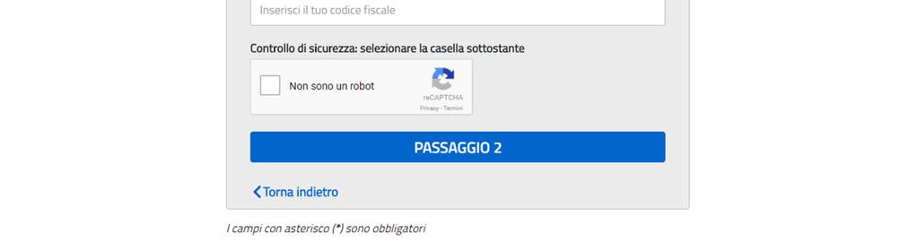 Per passare alla fase successiva è inoltre necessario spuntare le voci