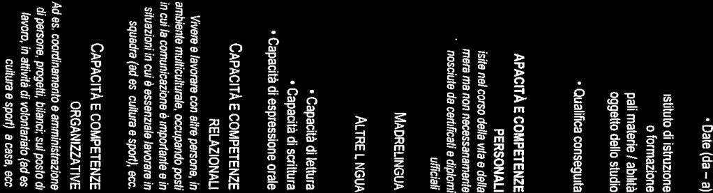 Date(da a) DaI 24.022000 al 05.05.2000 Nome e tipo di isùtuto di istruzione Principali materie I abilità Qualifica conseguita Forrmez Corso?