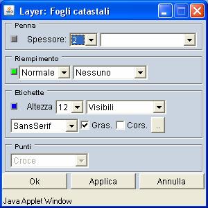 (Penna) che poligonali (Riempimento) che il simbolo degli elementi puntuali. E possibile inoltre modificare l aspetto delle etichette e renderle visibili o meno.