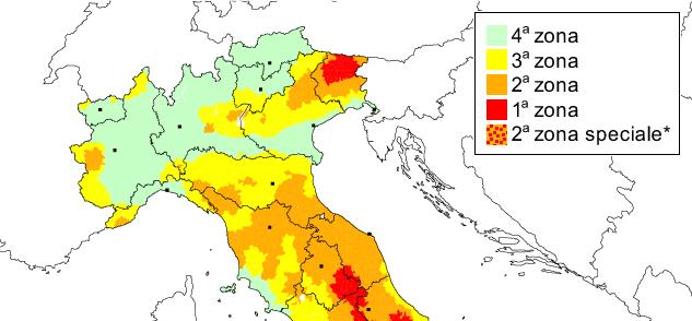 10 in 50 anni (periodo di ritorno T=475 anni) Nelle normative le mappe di pericolosità sismica sono