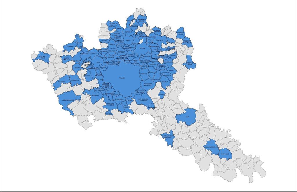 I comuni analizzati 100 su 250 90% delle imprese associate 92%