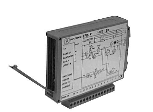 89 240/102 ID EPR-P1* AMPLIFICATORE DI POTENZA PER VALVOLE PROPORZIONALI RETROAZIONATE IN PRESSIONE SERIE 10 EPR-P1* monosolenoide retroazionata in pressione MONTAGGIO SU GUIDE TIPO: DIN EN 50022 La