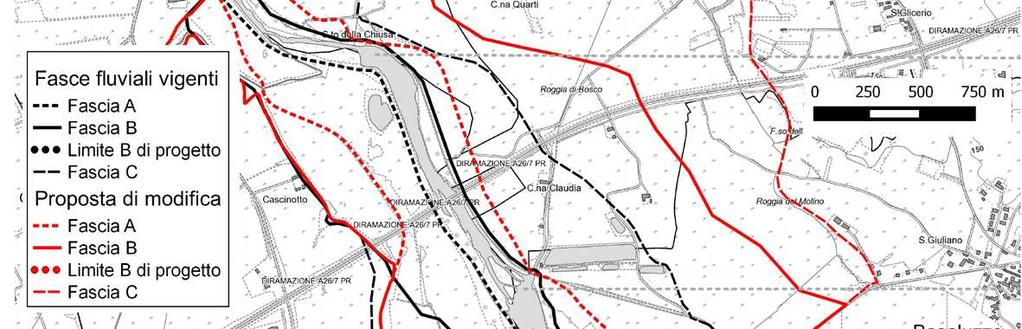 4 TRATTO OR02300: DAL LEMME ALLA TRAVERSA SAN MICHELE La revisione fasce a valle della confluenza del torrente Lemme, inizialmente teneva conto delle aree inondabili del torrente succitato, così come