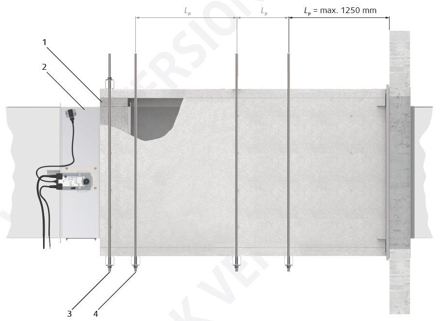 1.6.5 Installazione fuori parete grande distanza dalla parete Fig.16a: Installazione di una serranda PKIR3G, PKIS3G o PKIS-3GA fuori parete ad una distanza superiore a 1.