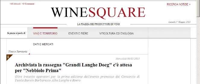 Testata: Wine Square.it Diffusione: N. D. Data: 8 maggio 2013 http://www.wine-square.