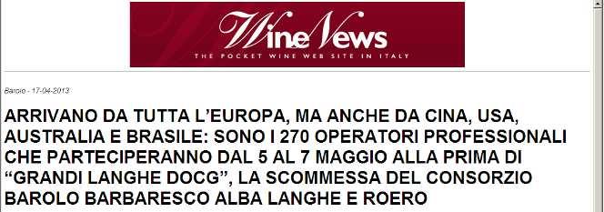 Testata: Wine News.it Diffusione: 165.000 visite/mese Data: 17 aprile 2013 http://www.