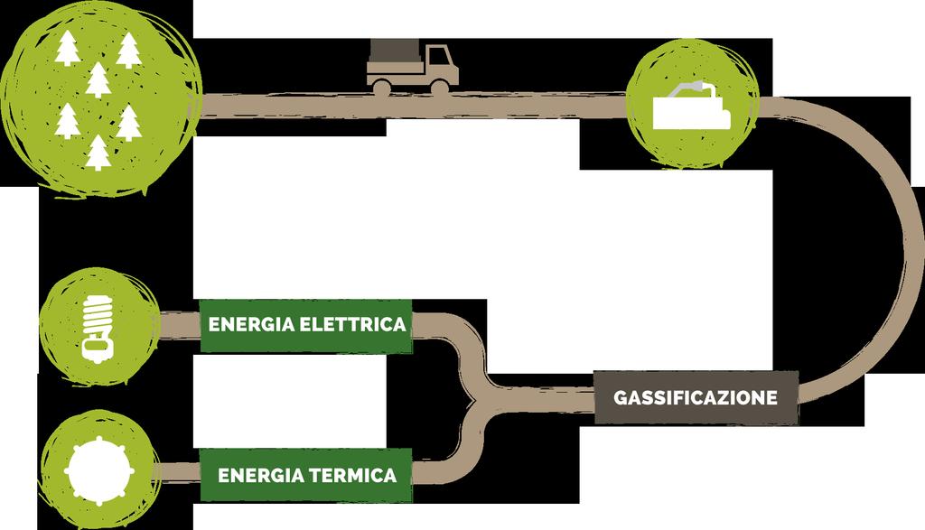 La Biomassa impiegata quale fonte rinnovabile è il cippato di legno vergine, disponibile sul