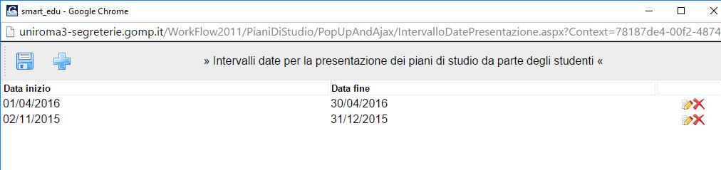 Nel primo step è necessario, tornare alla pagina iniziale del set di regole e valorizzare le date che costituiscono il periodo valido per la compilazione dei piani