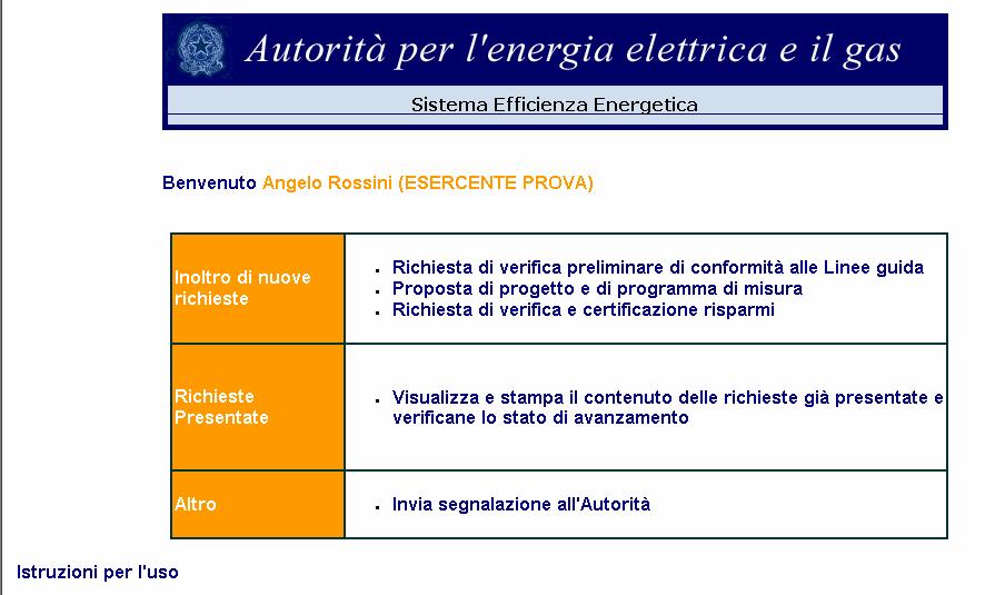 Il menù delle operazioni A) Inoltra richieste di 3