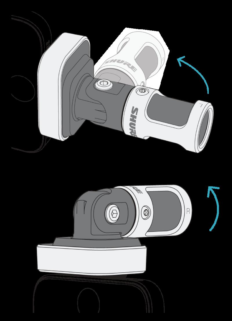 Regolazione del microfono Per registrazioni stereo precise in qualsiasi posizione, orientate la parte anteriore del microfono verso la sorgente sonora, con i lati rivolti verso la direzione