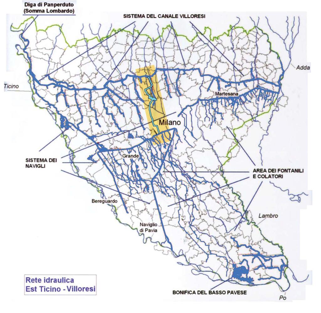 Via d Acqua lungo circa 20 Km che porterà acqua dal Canale Villoresi al Naviglio Grande.