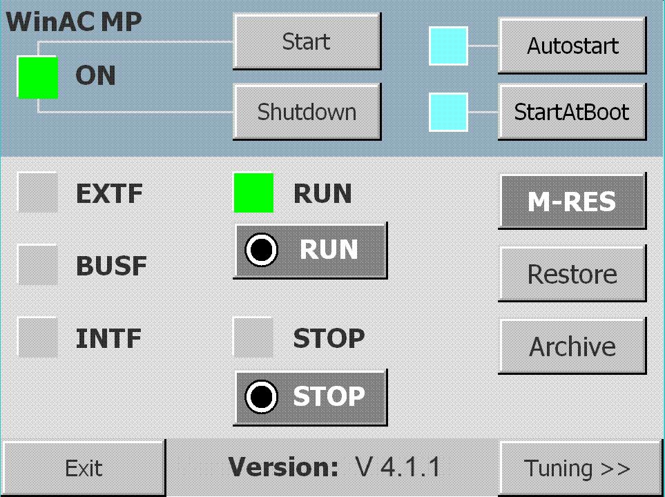 Esempio del desktop di controllo incluso in WinAC MP 2008 Come per le normali CPU Hardware, WinAC MP 2008 offre varie funzioni di sistema descritte nel manuale utente Ge ( 2457 KB ) / En ( 2329 KB ).