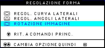 The OSD Controls 3) Premere il pulsante Compare la finestra ADJUST SHAPE (Regolazione Forma). Viene evidenziato ADJUST SIDE CURVE (Regolazione Curvatura Laterale).