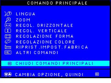 The OSD Controls 7) Per regolare il Moiré verticale, premete il tasto o. 8) Una volta terminata la regolazione verticale, premete il tasto per ritornare alla finestra EXTRA CONTROLS.