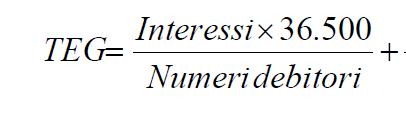 L effetto dell anatocismo sul TEG si verifica nella prima parte della formula che tiene conto degli interessi e dei numeri debitori (e, quindi, del tempo) ISTRUZIONI BANCA D ITALIA Gli interessi sono