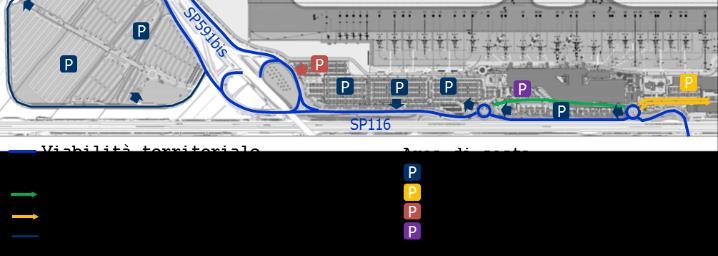 10.1.2 Il sistema di circolazione interno e le aree di sosta Ad ovest, i varchi principali sono rappresentati dalle due rotatorie poste in prossimità del terminal passeggeri lungo la Strada Provinciale.